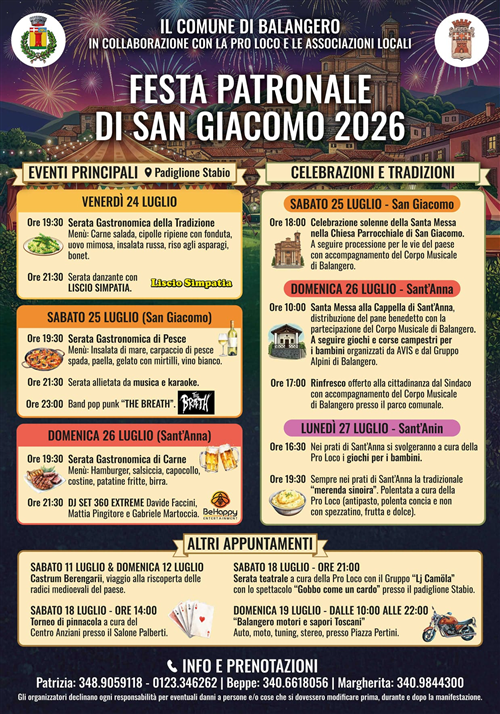 Festa Patronale di San Giacomo 2026